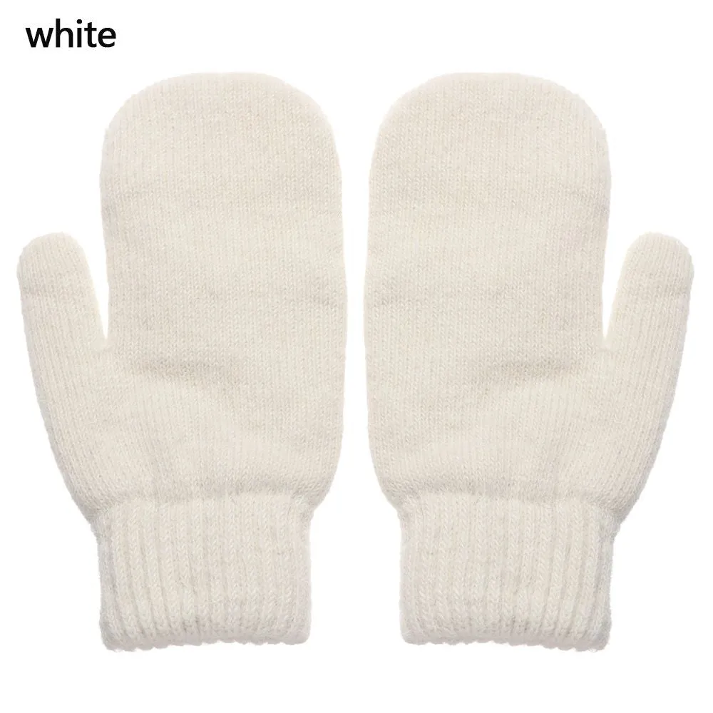 Velvet Lined Knit Mittens Warm Full Finger Gloves for Winter