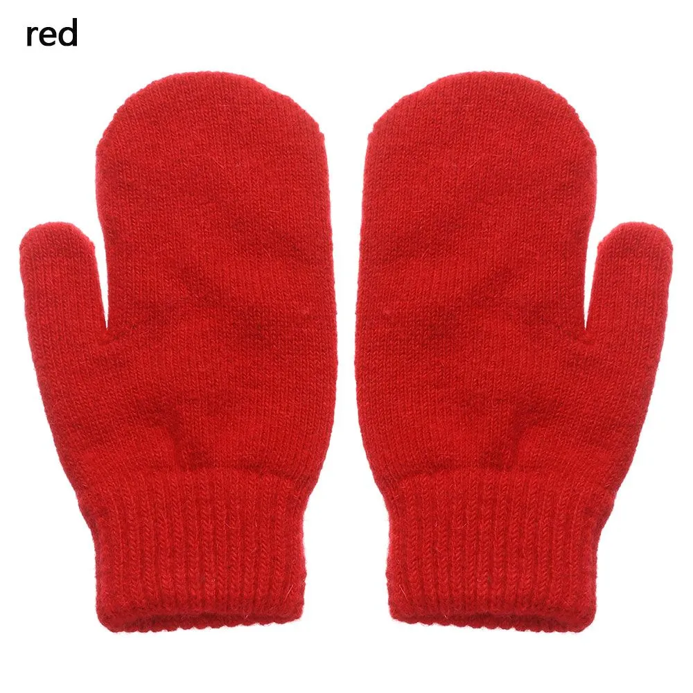 Velvet Lined Knit Mittens Warm Full Finger Gloves for Winter