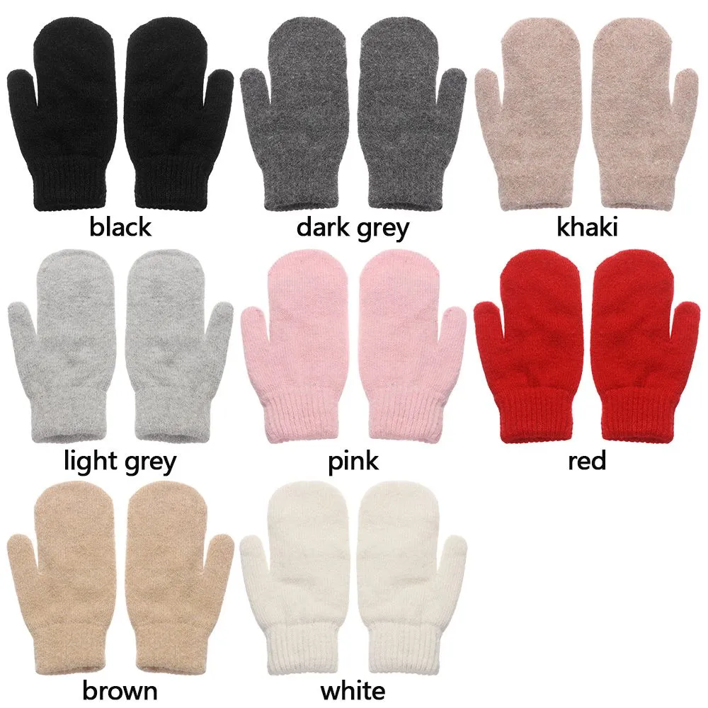 Velvet Lined Knit Mittens Warm Full Finger Gloves for Winter