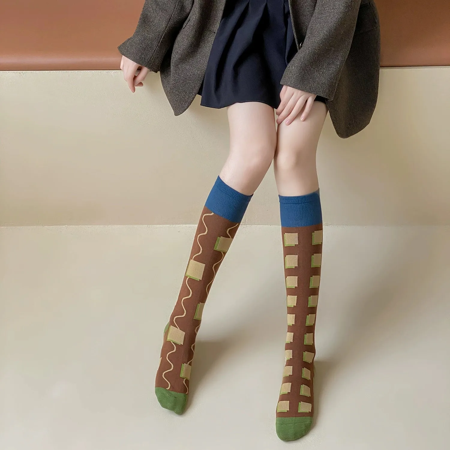 Versatile Asymmetrical Calf Socks for Autumn & Winte