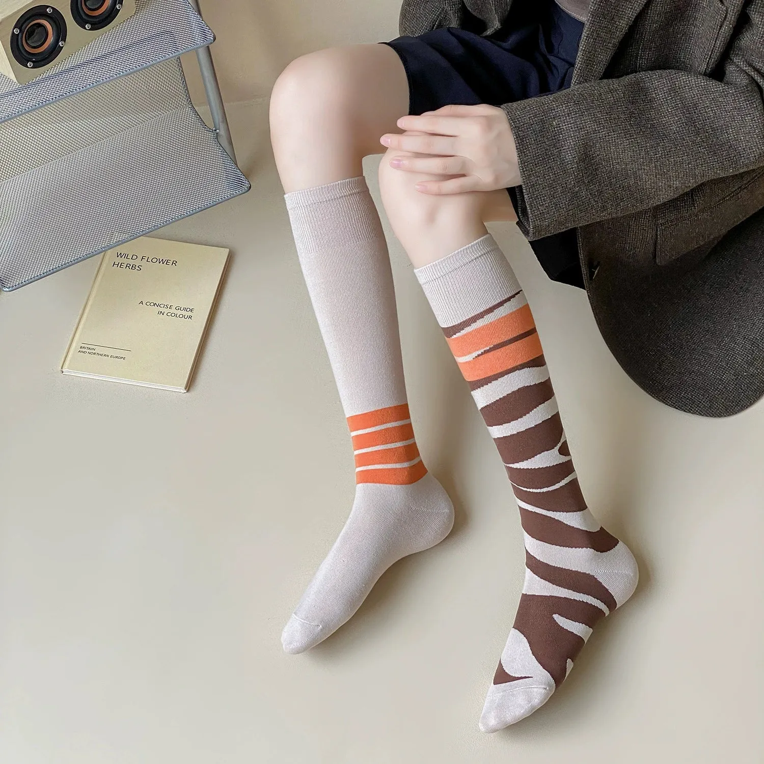 Versatile Asymmetrical Calf Socks for Autumn & Winte