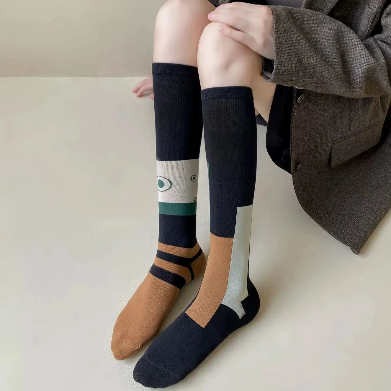 Versatile Asymmetrical Calf Socks for Autumn & Winte