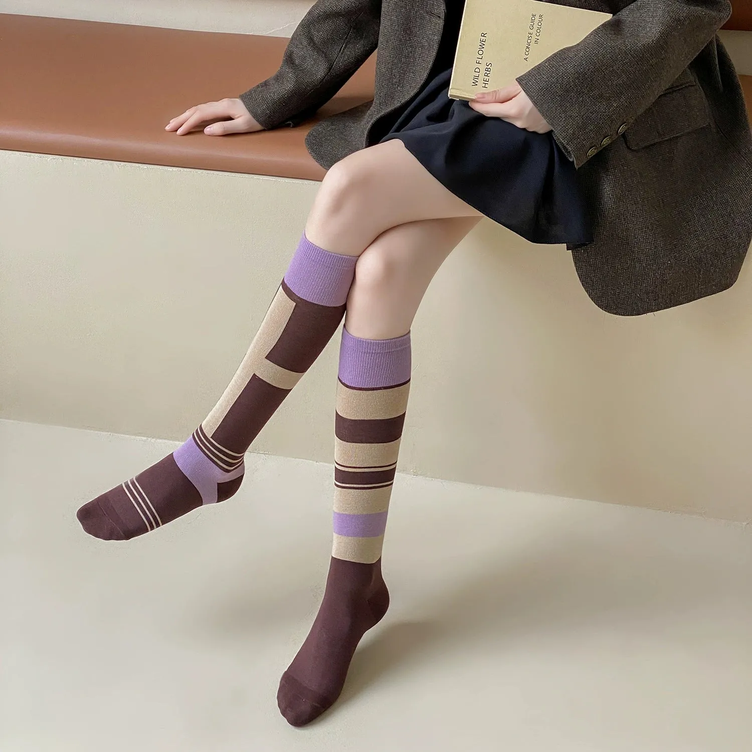 Versatile Asymmetrical Calf Socks for Autumn & Winte