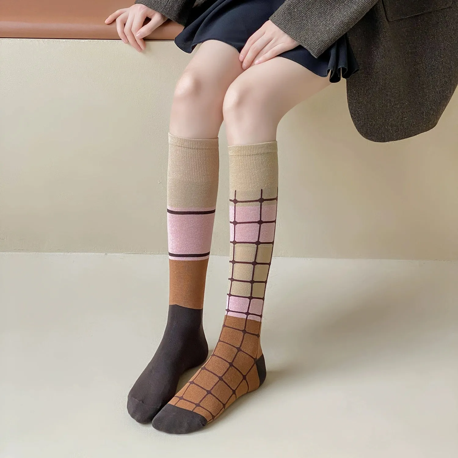 Versatile Asymmetrical Calf Socks for Autumn & Winte