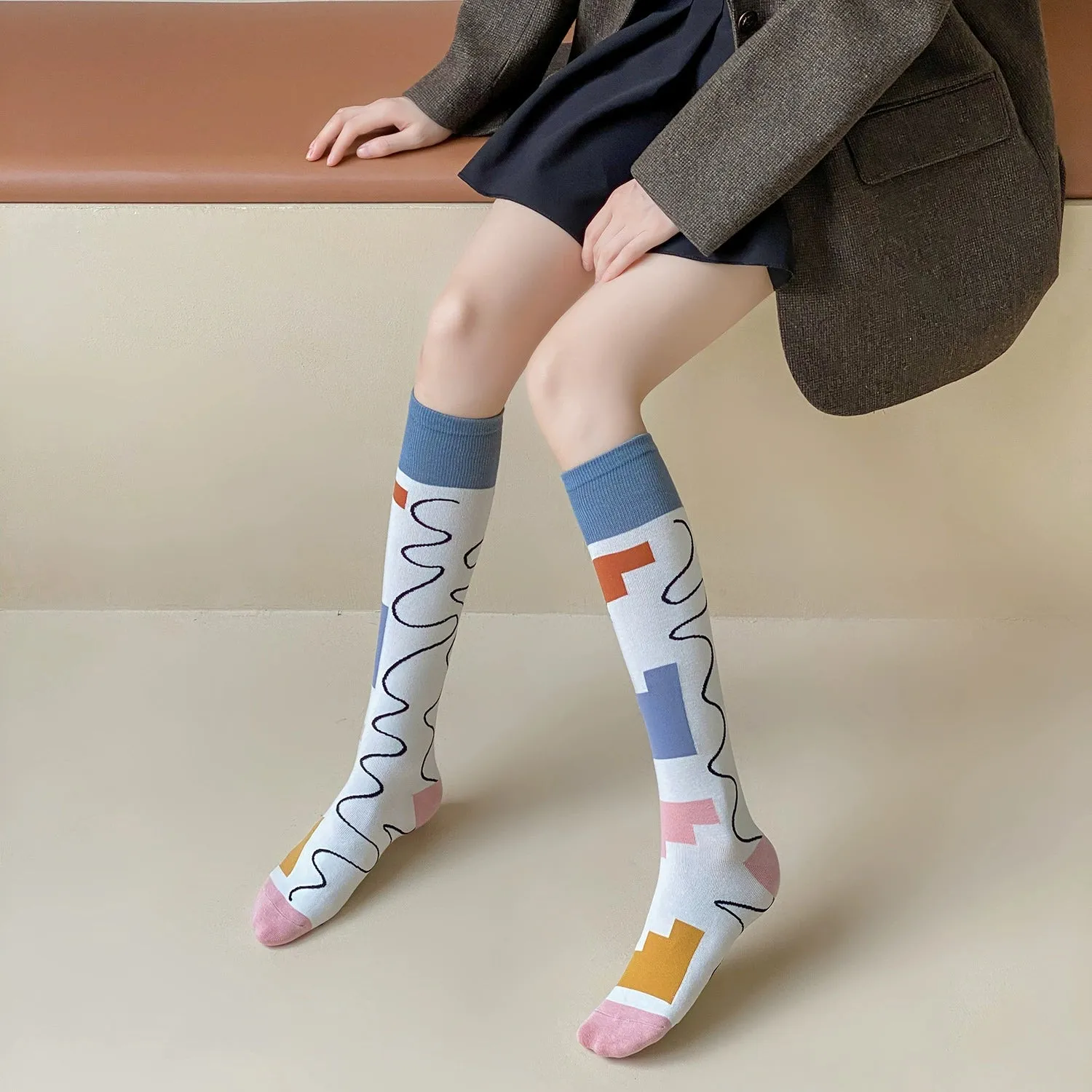 Versatile Asymmetrical Calf Socks for Autumn & Winte