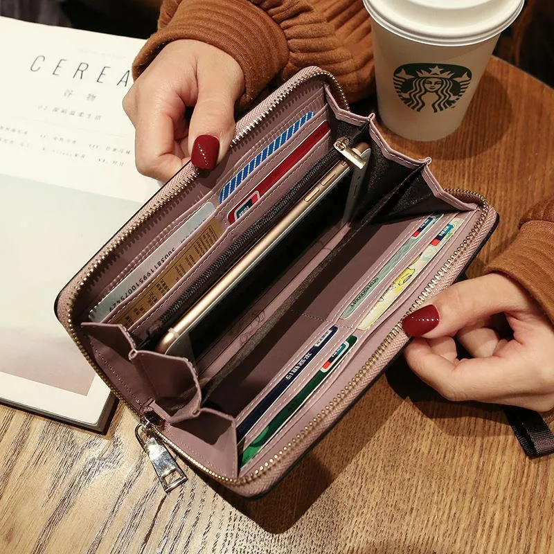 Versatile Leather Long Wallet Handbag for Women