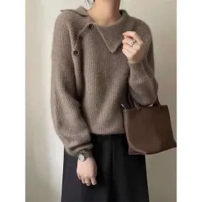 Vintage Stylish Versatile Loose Slim Comfortable Office Casual Warm Long Sleeve Sweater