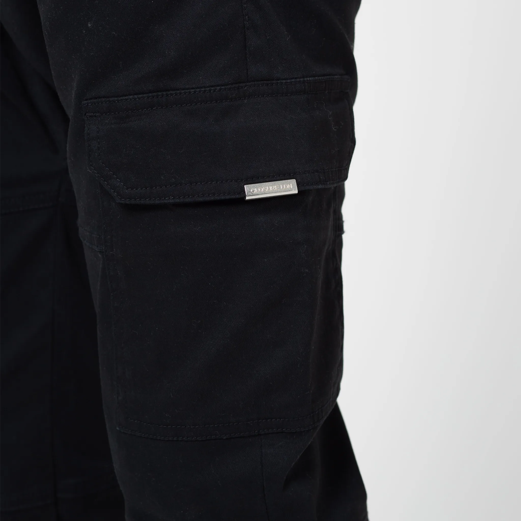 Washed Open Hem Cargo Pants | Black