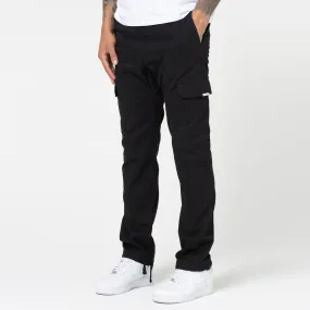 Washed Open Hem Cargo Pants | Black