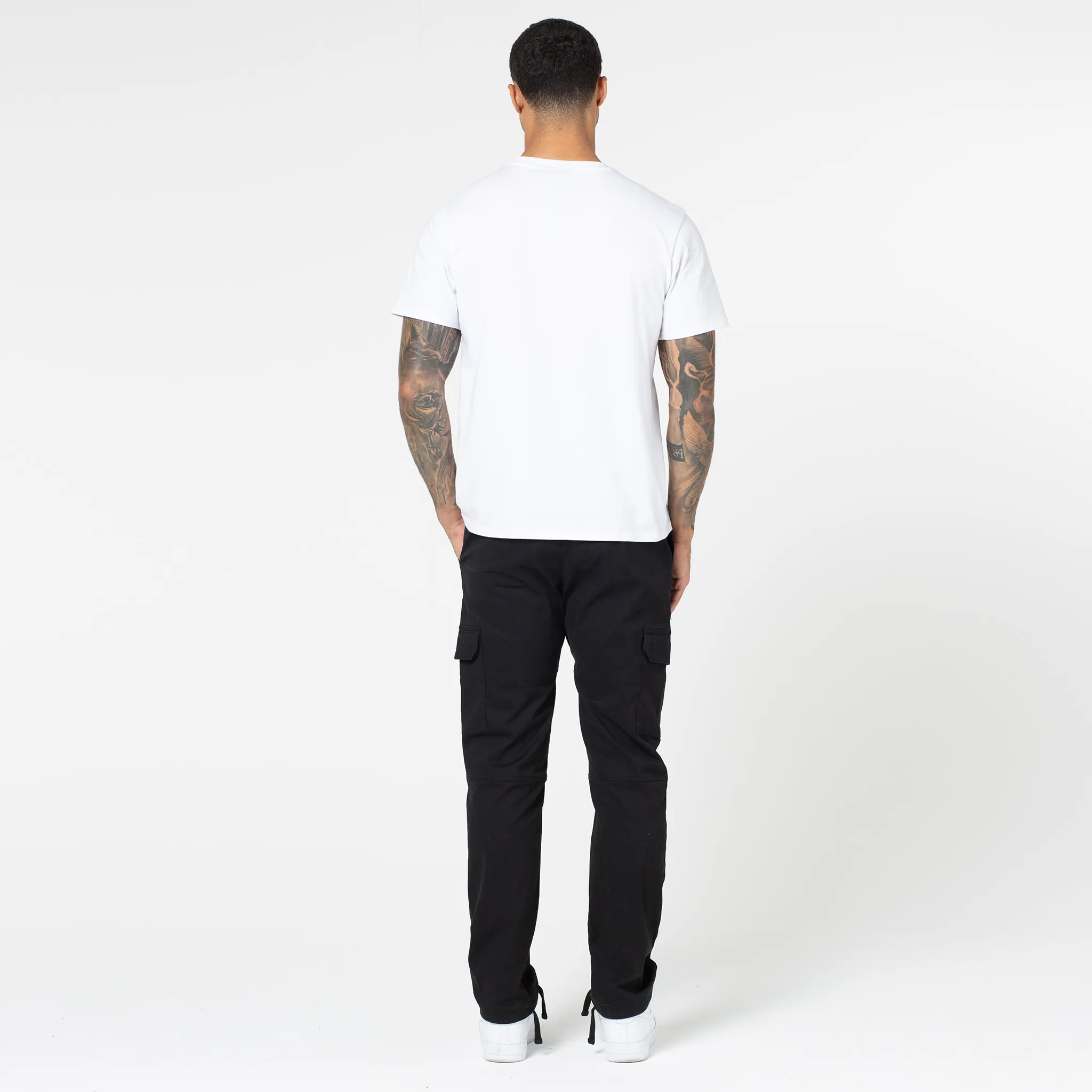 Washed Open Hem Cargo Pants | Black