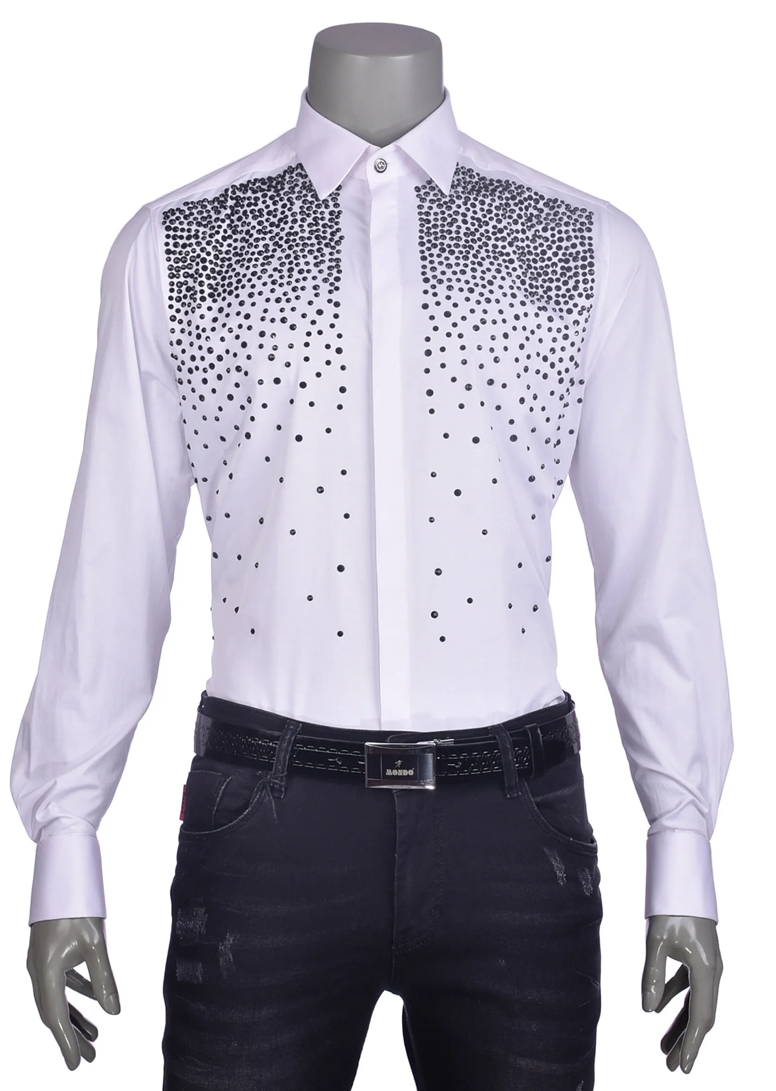 White Black "Tear Drop" Rhinestone Shirt