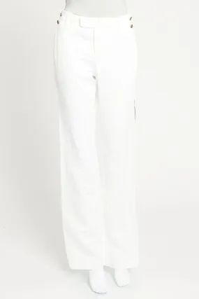 White Straps on the Sides Preowned Straight Leg Trousers