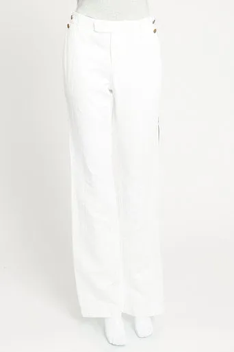 White Straps on the Sides Preowned Straight Leg Trousers