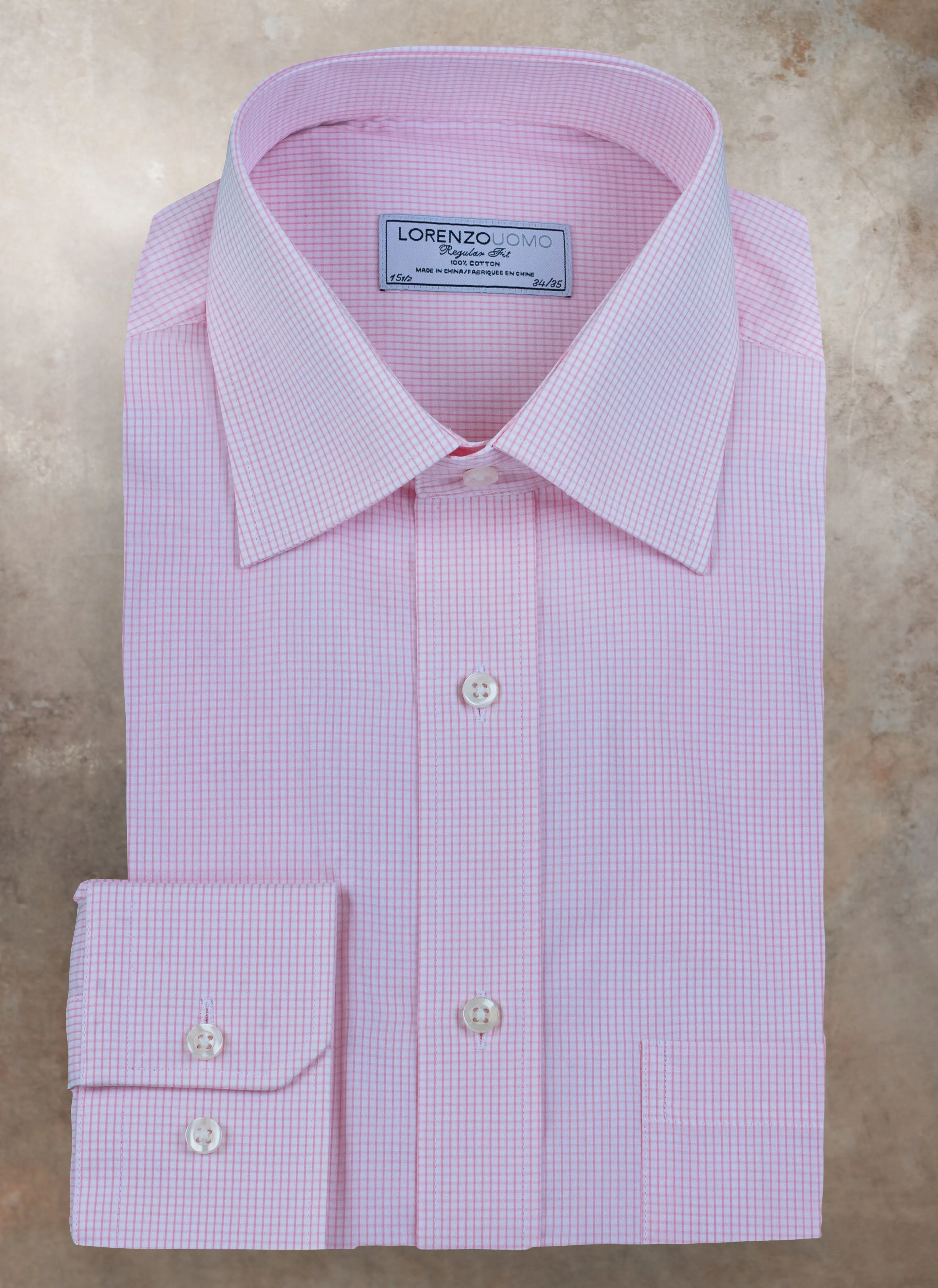 William Fullest Fit Shirt in Light Pink and White Check