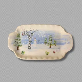 Winter Tree Small Handled Rectangular Tray