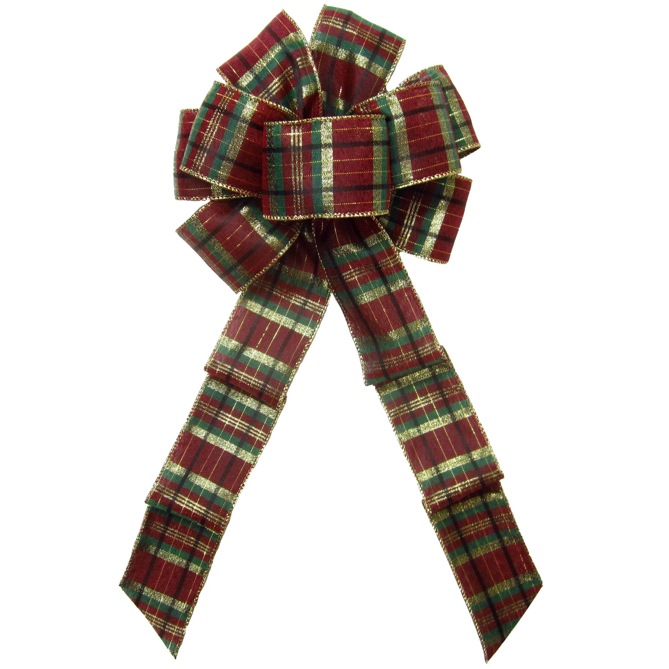 Wired Burgundy Plaid Bow (2.5"ribbon~8"Wx16"L)