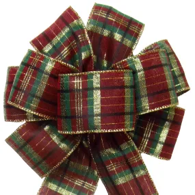 Wired Burgundy Plaid Bow (2.5"ribbon~8"Wx16"L)