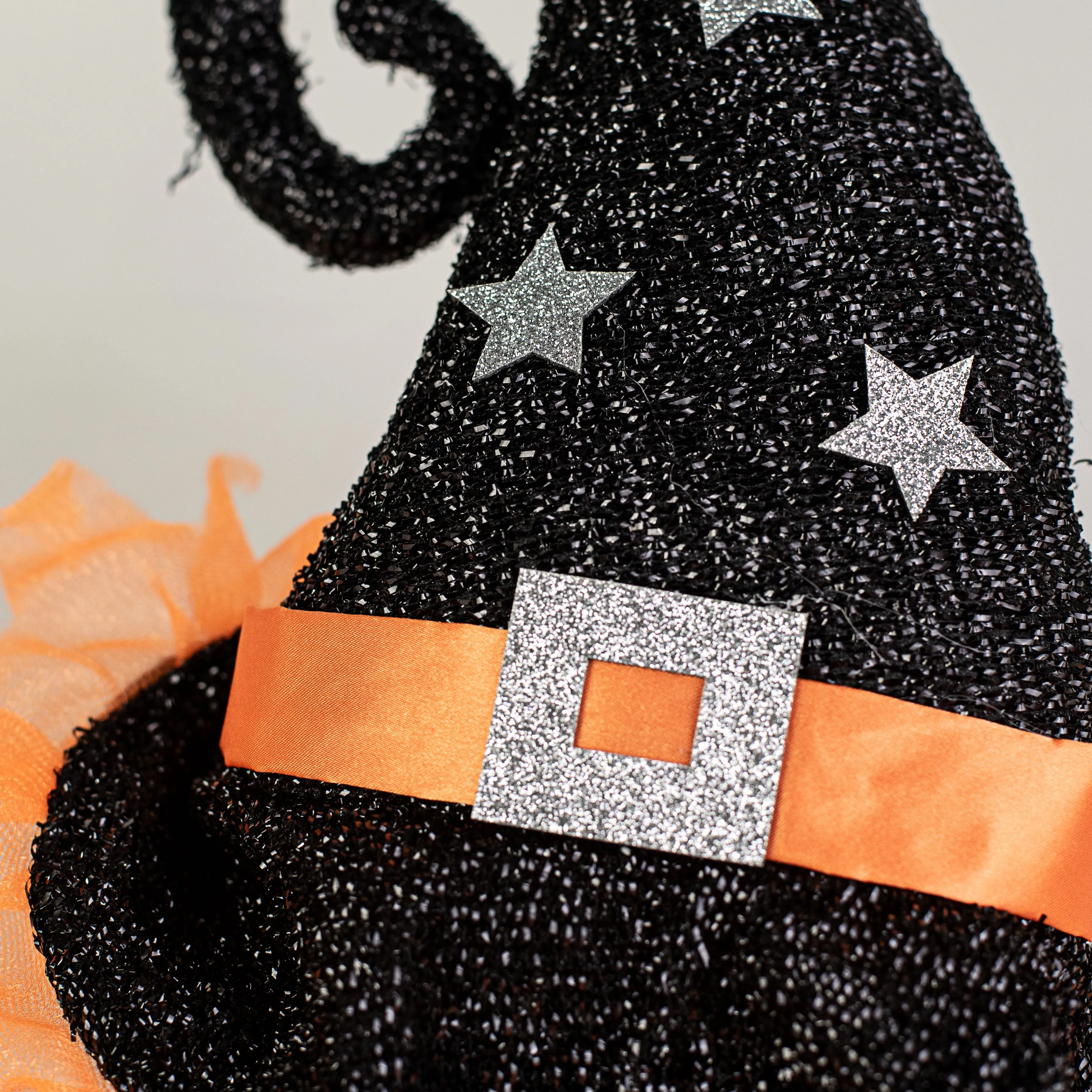 Witch Hat & Legs Wreath Accent: Black, Orange, White Stripe