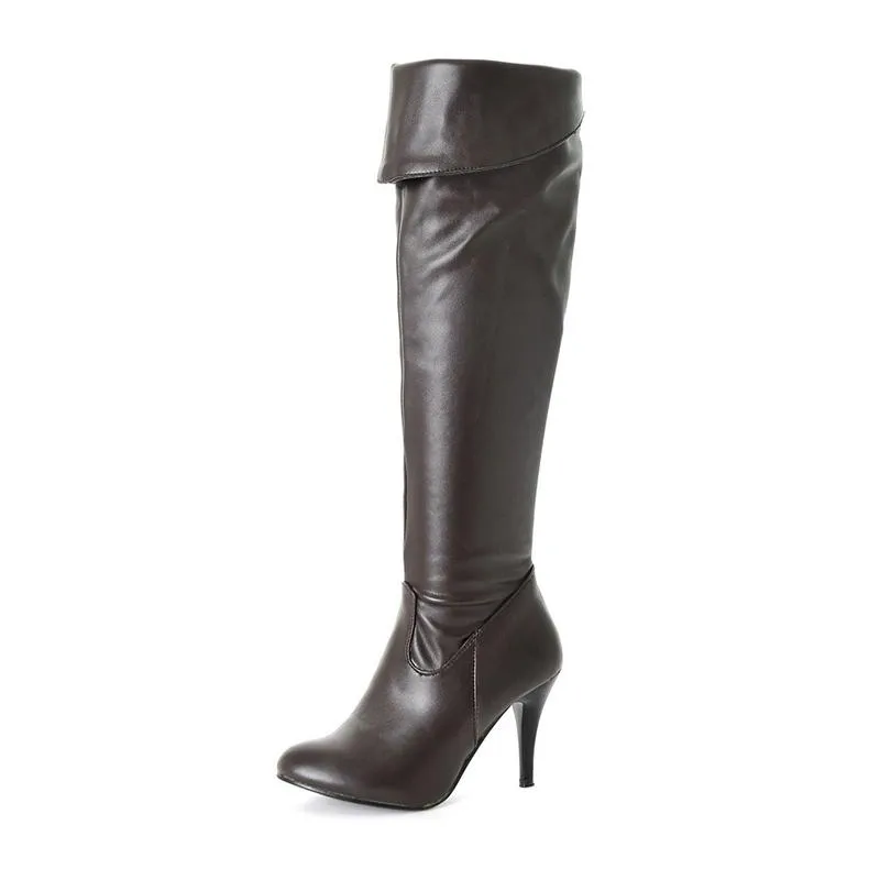 Women stiletto high heel solid color over the knee boots