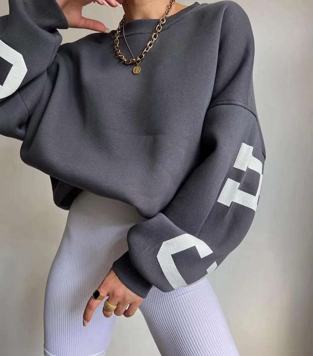 Women's Casual Fashion Print Thickened Versatile Sweatshirt