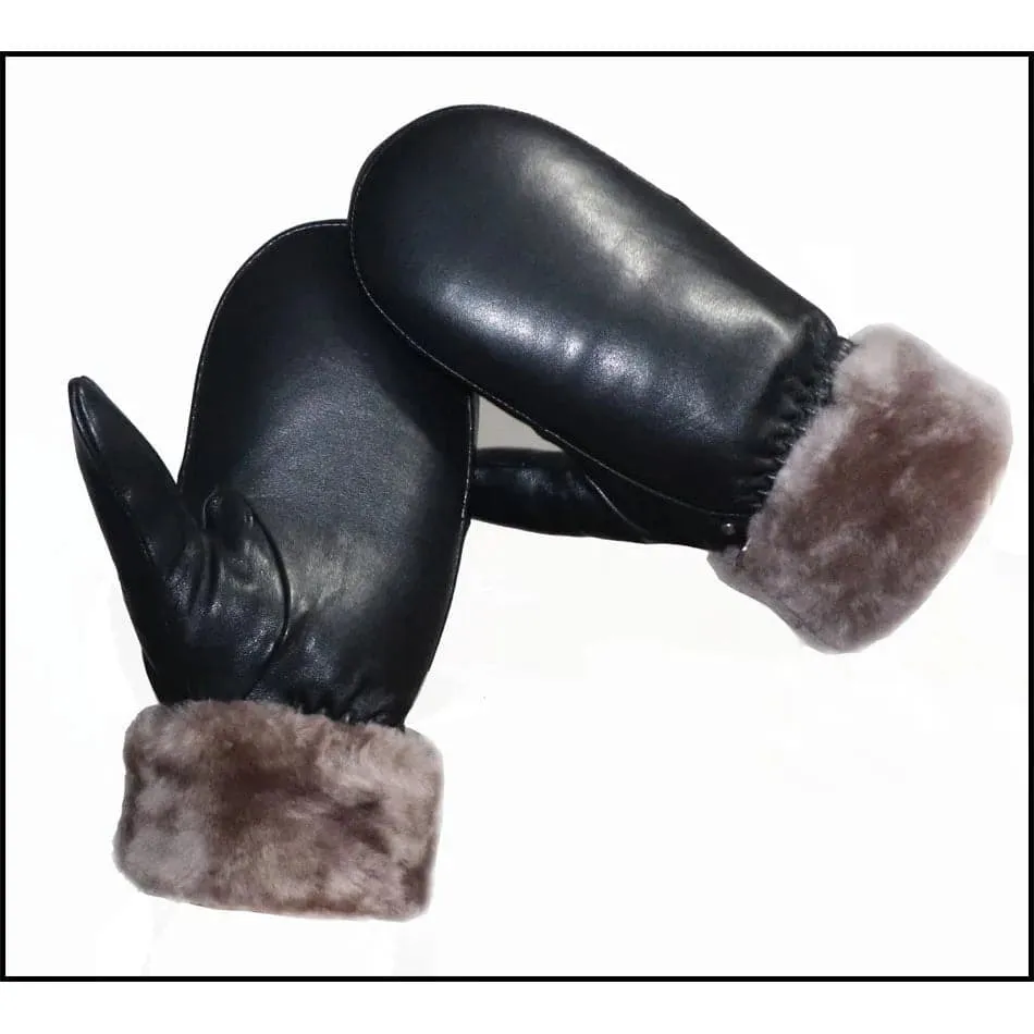 Women's Genuine Leather Sheepskin Mittens - Warm & Stylish Winter Gloves