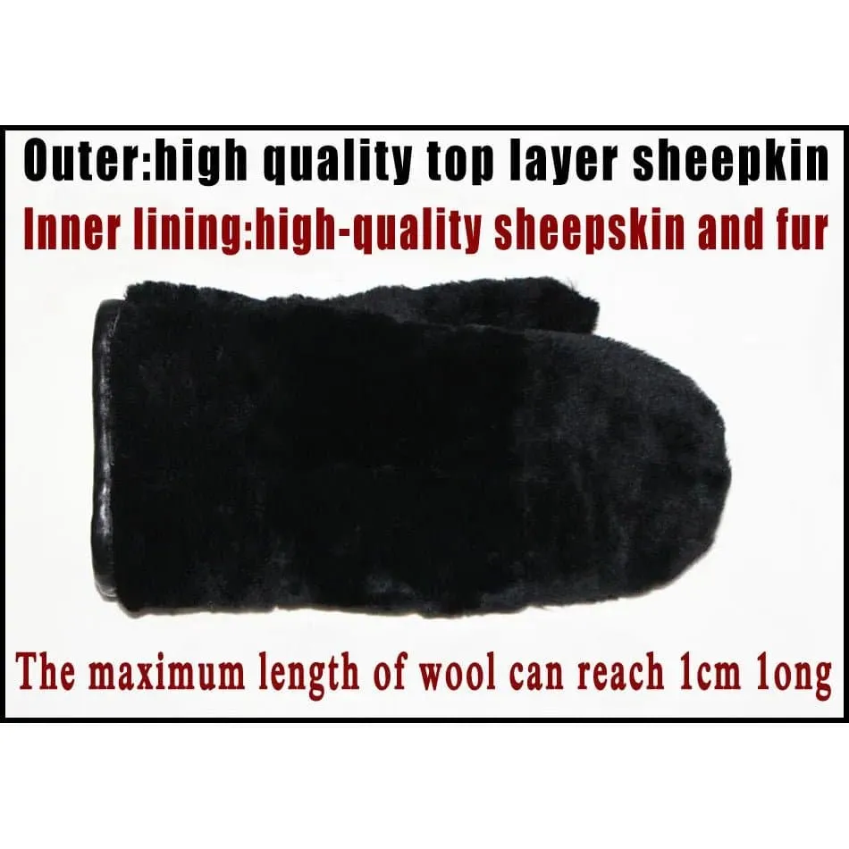 Women's Genuine Leather Sheepskin Mittens - Warm & Stylish Winter Gloves