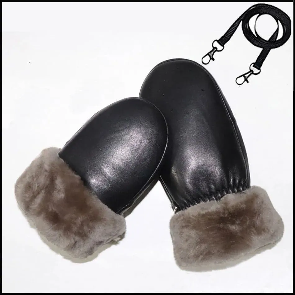 Women's Genuine Leather Sheepskin Mittens - Warm & Stylish Winter Gloves