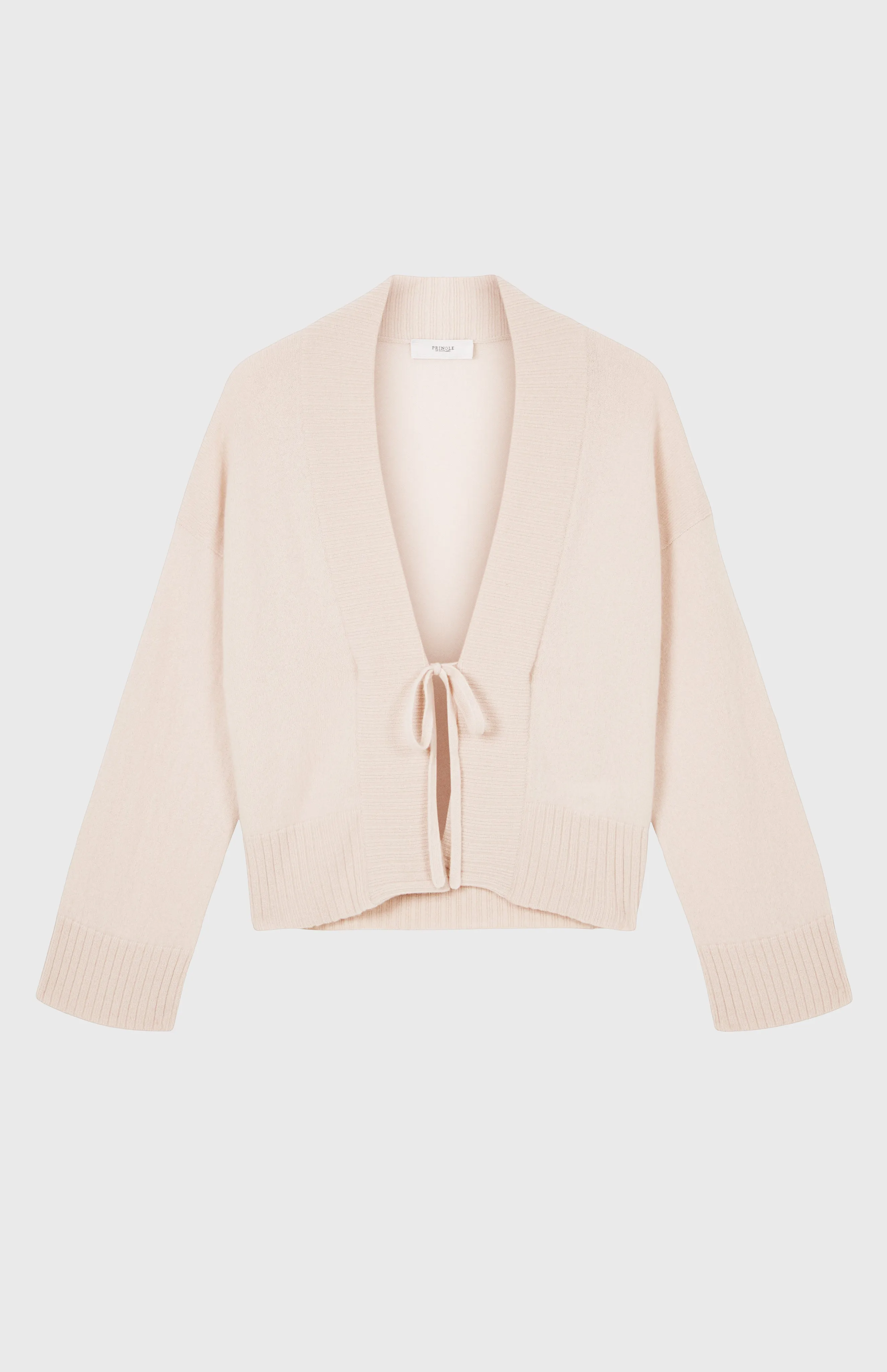 Women's Lightweight Cashmere Open Cardigan With Tie In Pastel Pink