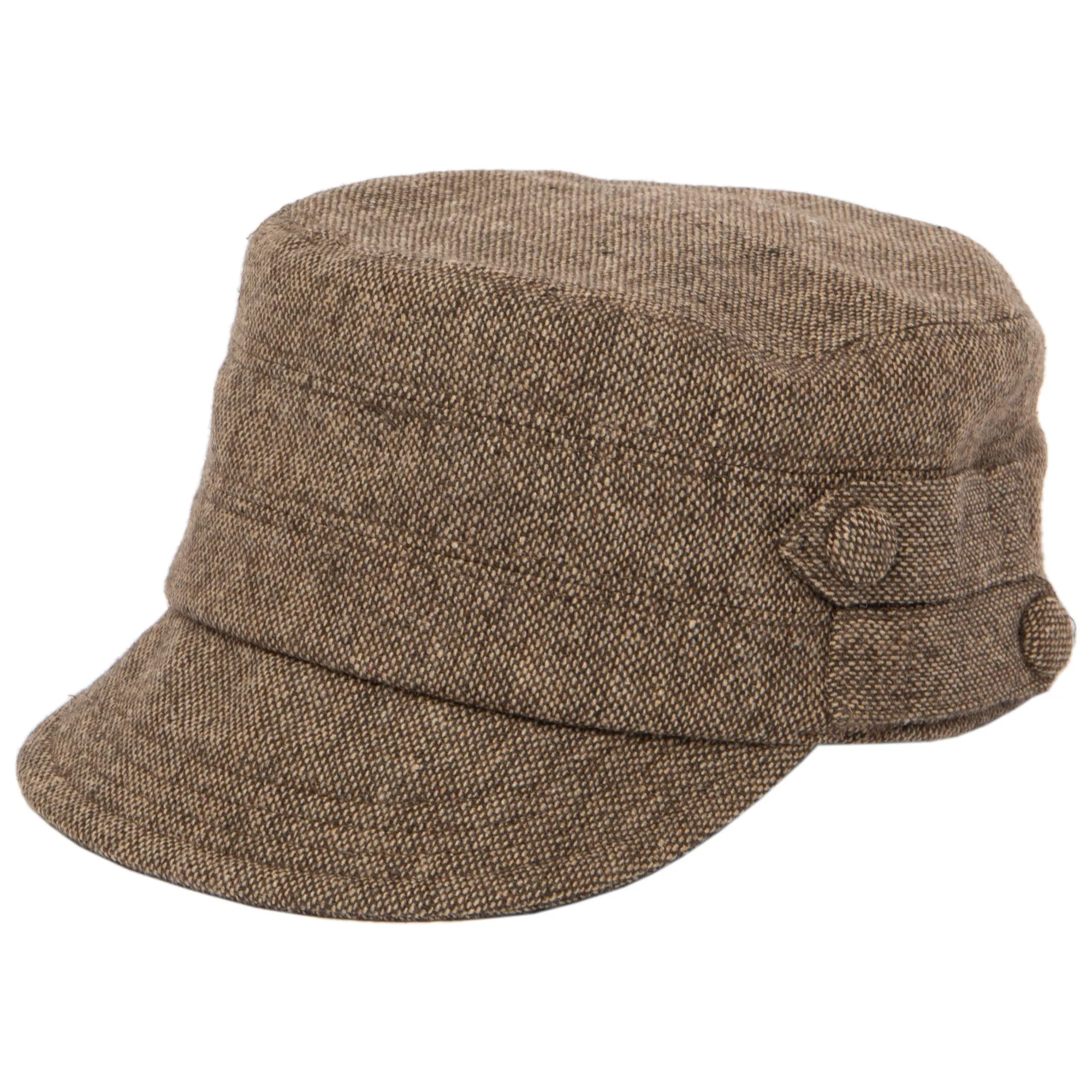 Women's Speckled Tweed Cap with Side Button