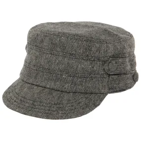 Women's Speckled Tweed Cap with Side Button