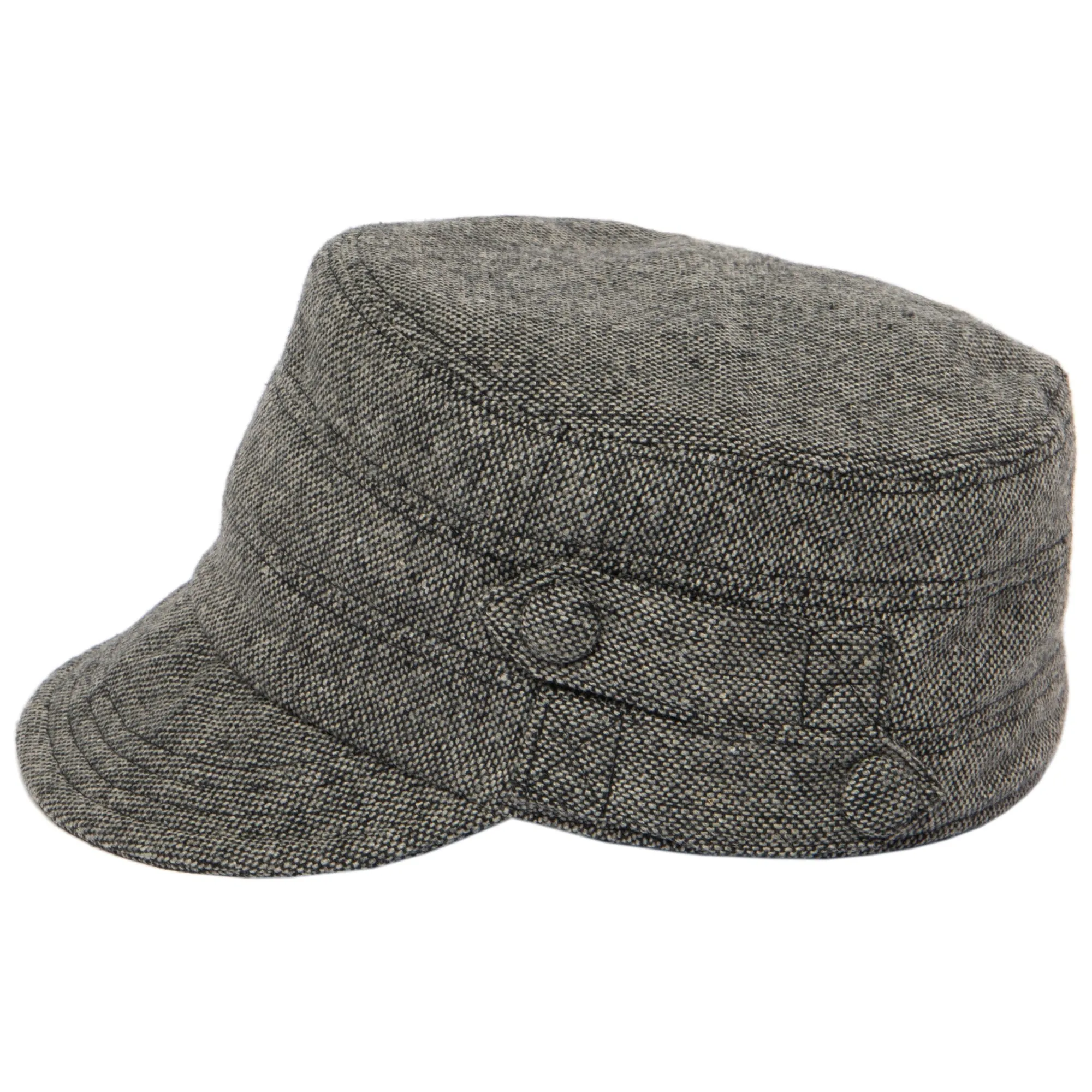 Women's Speckled Tweed Cap with Side Button