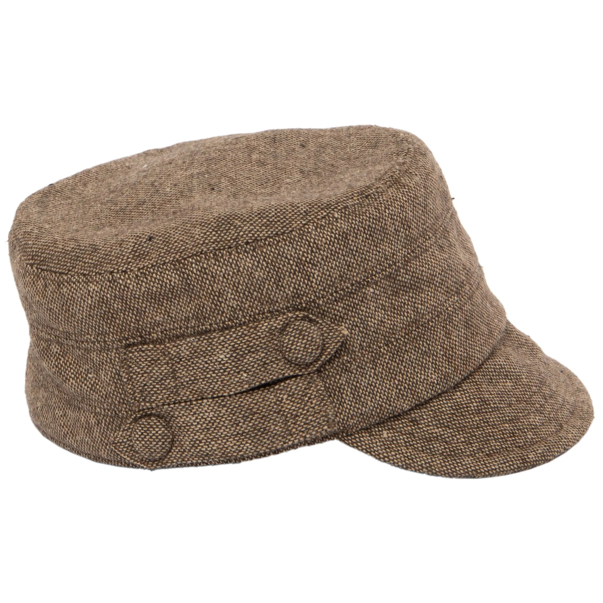 Women's Speckled Tweed Cap with Side Button