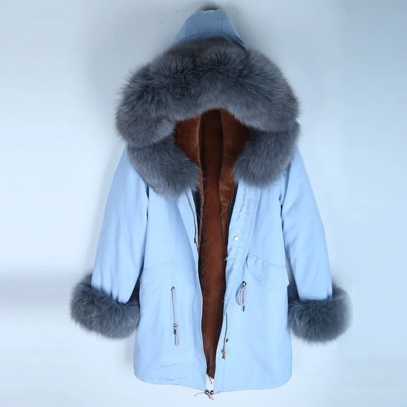 Women's Winter Casual Warm Short Parka With Detachable Fox Fur