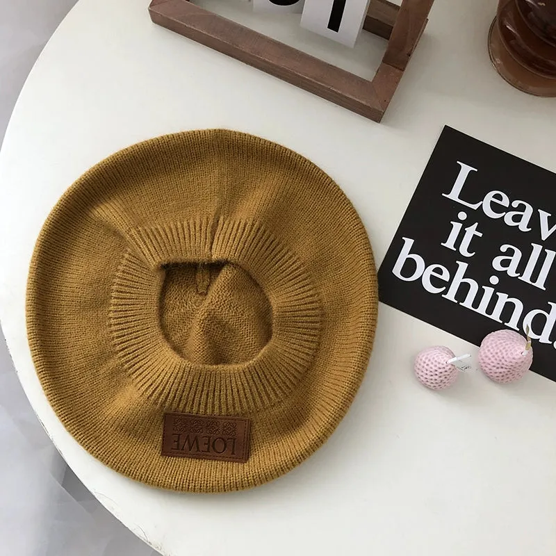 Wool White Knitted Beret