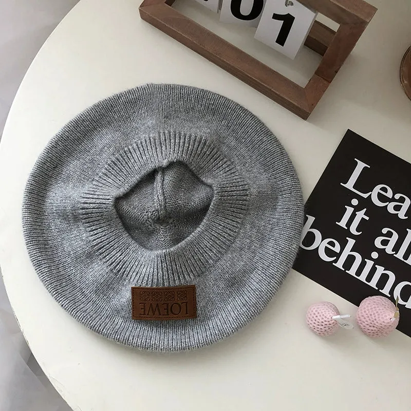 Wool White Knitted Beret