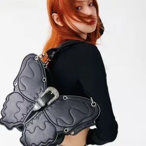 Y2K Leather Capacity PU Versatile Gothic Punk Butterfly Trend Large Bag