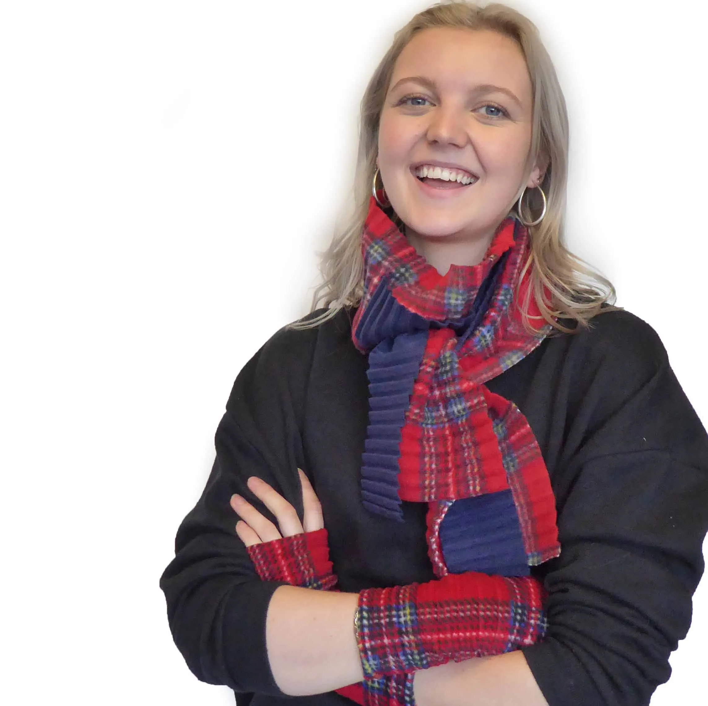 Zigzag scarf - Red tartan